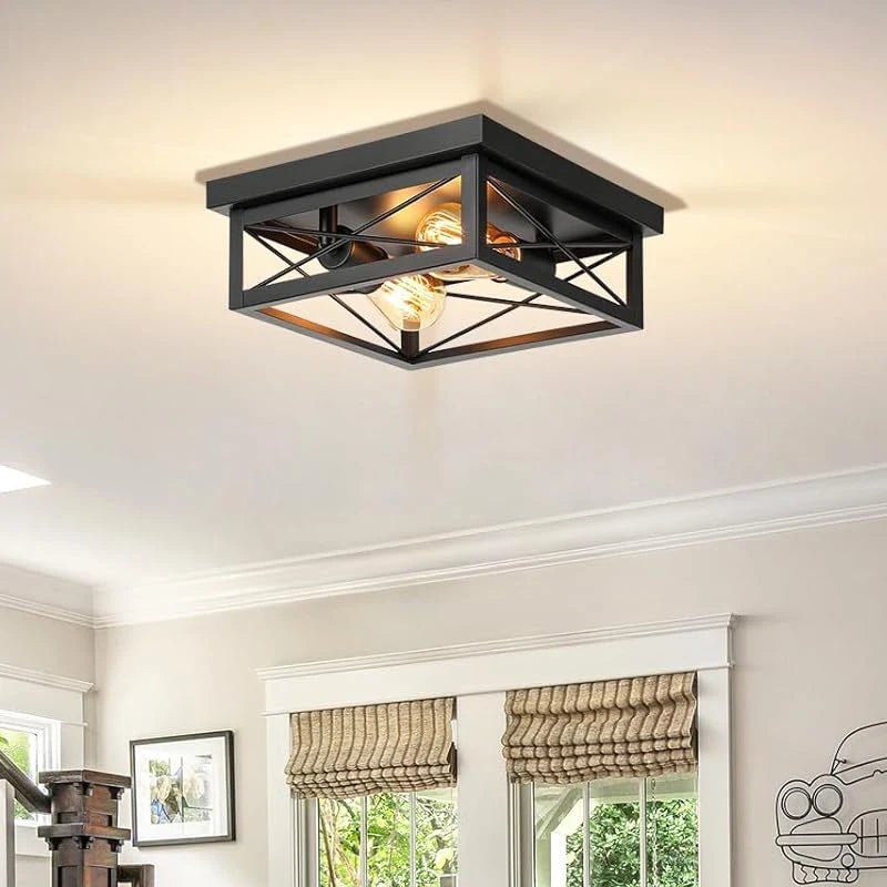 Sillon Rustic Semi - Flush Mount Ceiling Fan Light - Lumen Attic