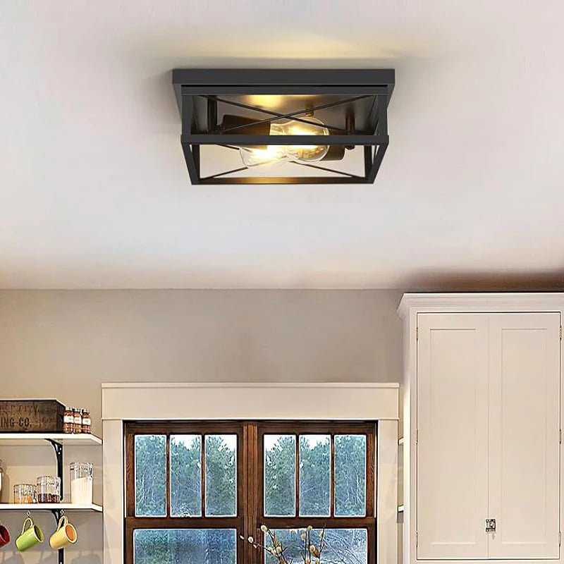 Sillon Rustic Semi - Flush Mount Ceiling Fan Light - Lumen Attic