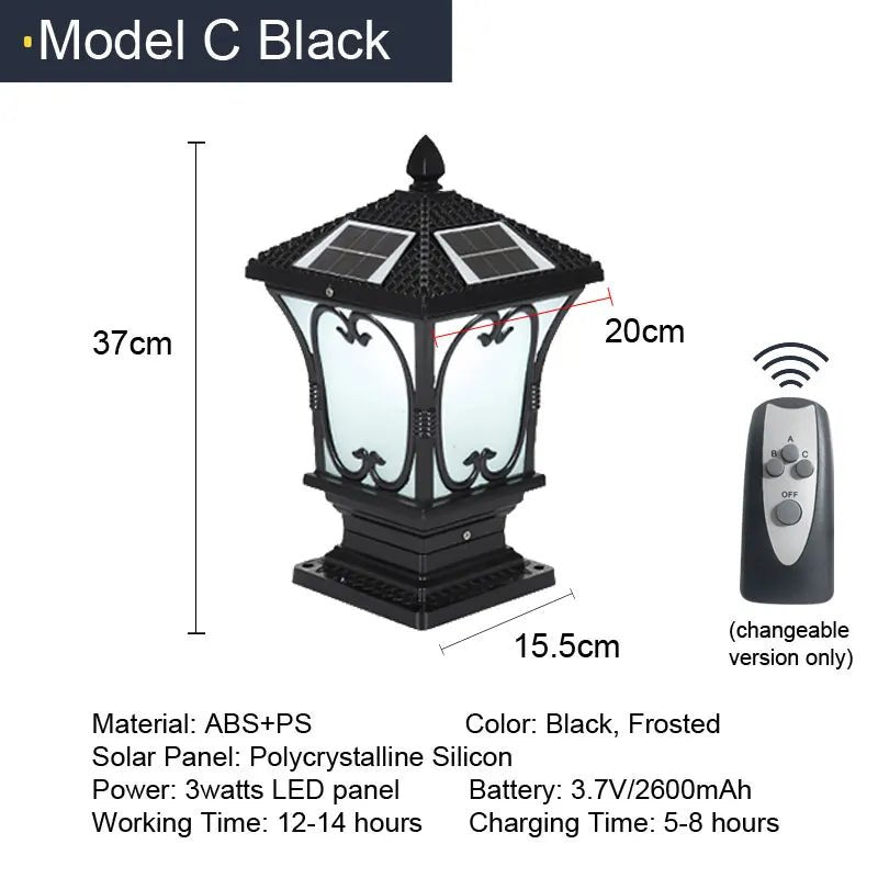 Solar Traditional Victorian Column Lantern LED - Lumen Attic