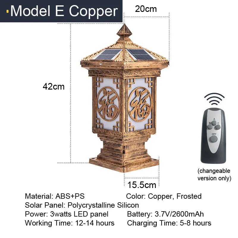 Solar Traditional Victorian Column Lantern LED - Lumen Attic