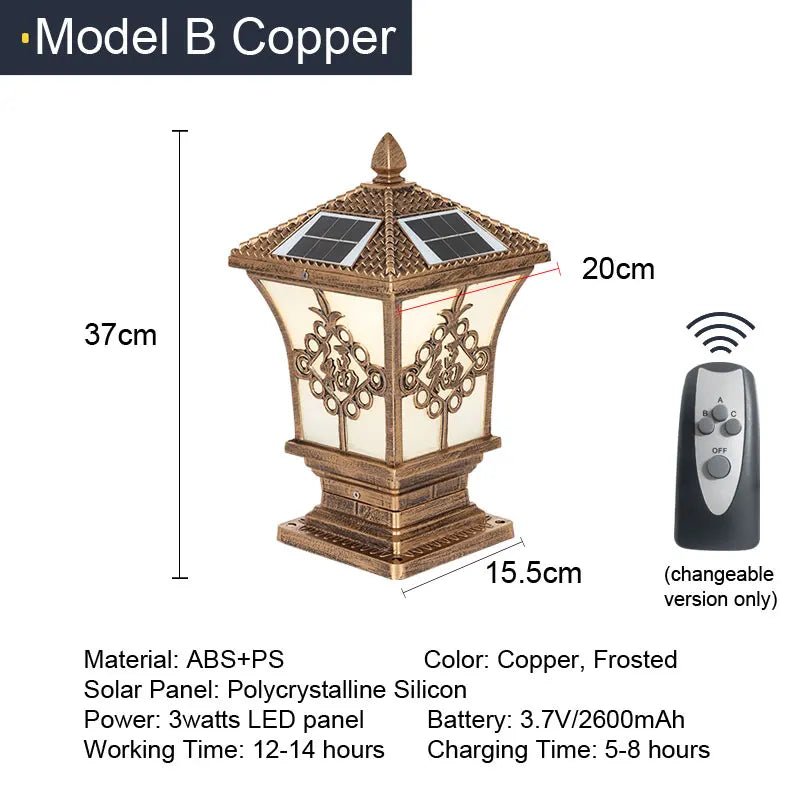 Solar Traditional Victorian Column Lantern LED - Lumen Attic