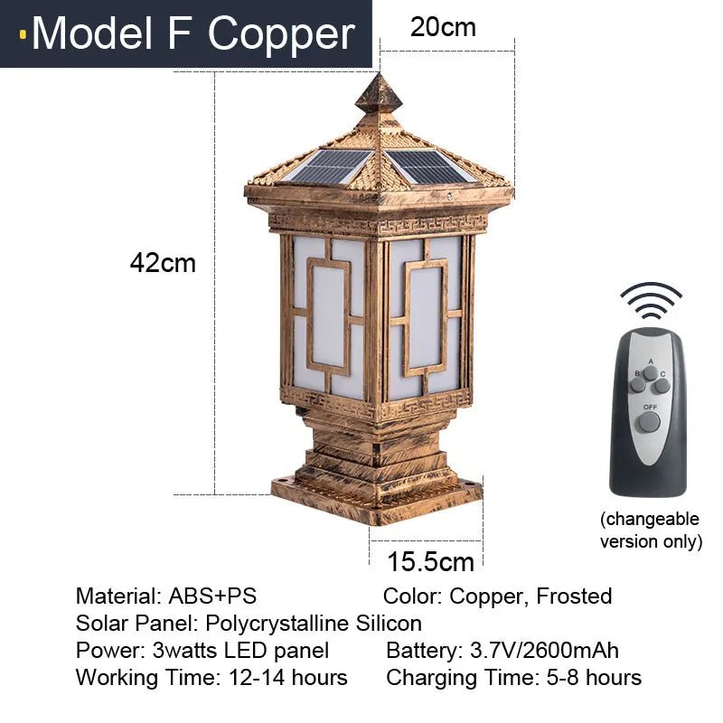 Solar Traditional Victorian Column Lantern LED - Lumen Attic