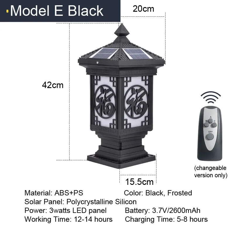 Solar Traditional Victorian Column Lantern LED - Lumen Attic