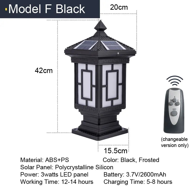 Solar Traditional Victorian Column Lantern LED - Lumen Attic