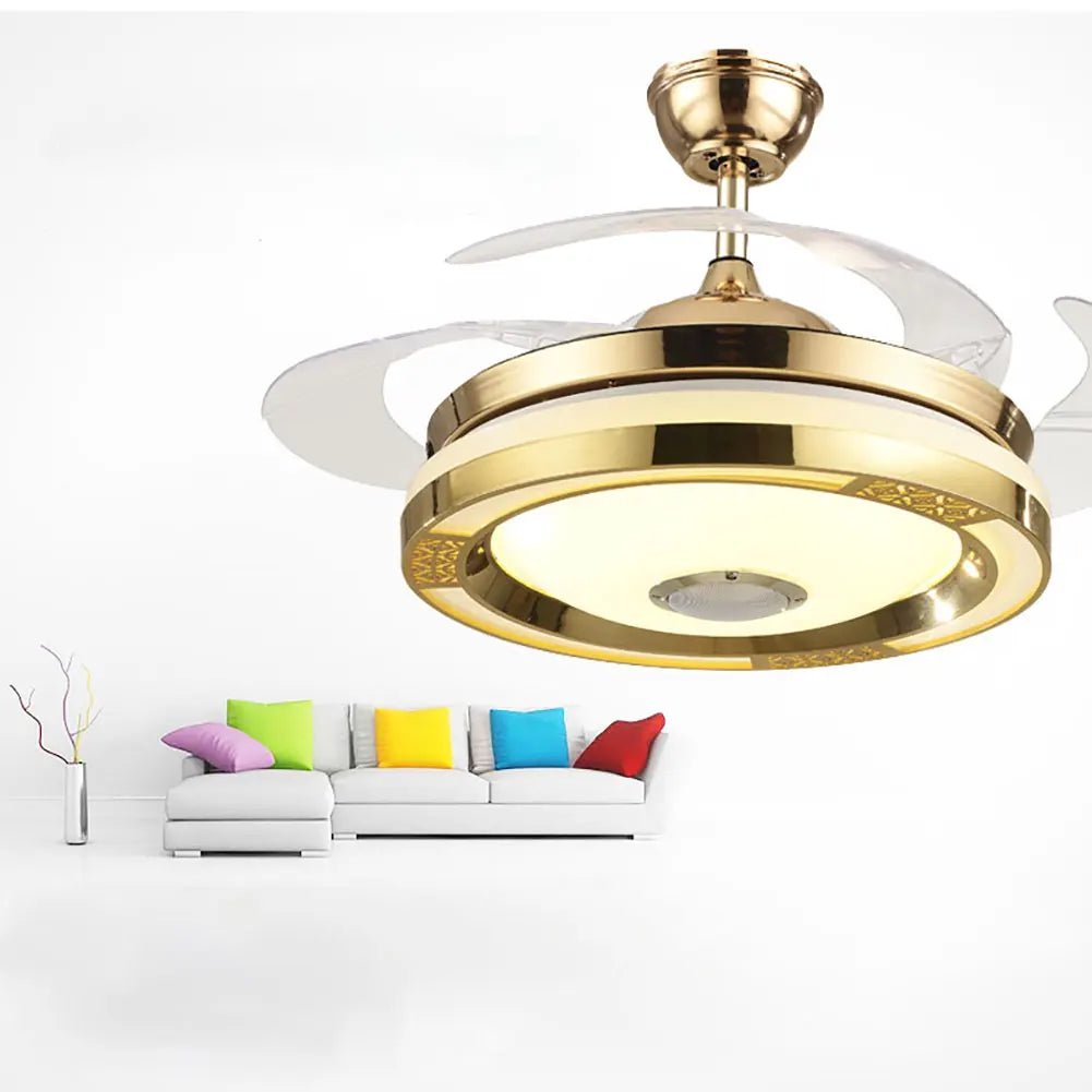 Tavarre 42 - Inch Bluetooth Gold Ceiling Fan Light With Music Player - Lumen Attic