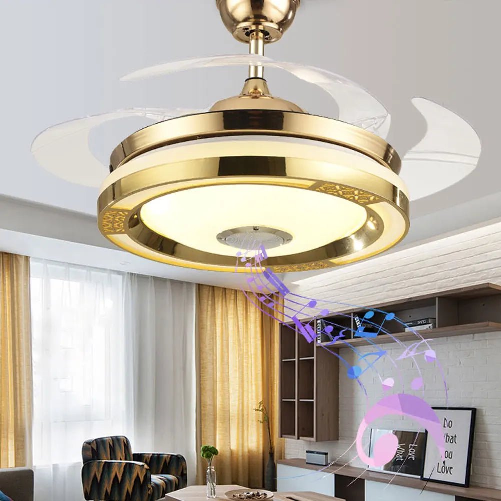 Tavarre 42 - Inch Bluetooth Gold Ceiling Fan Light With Music Player - Lumen Attic