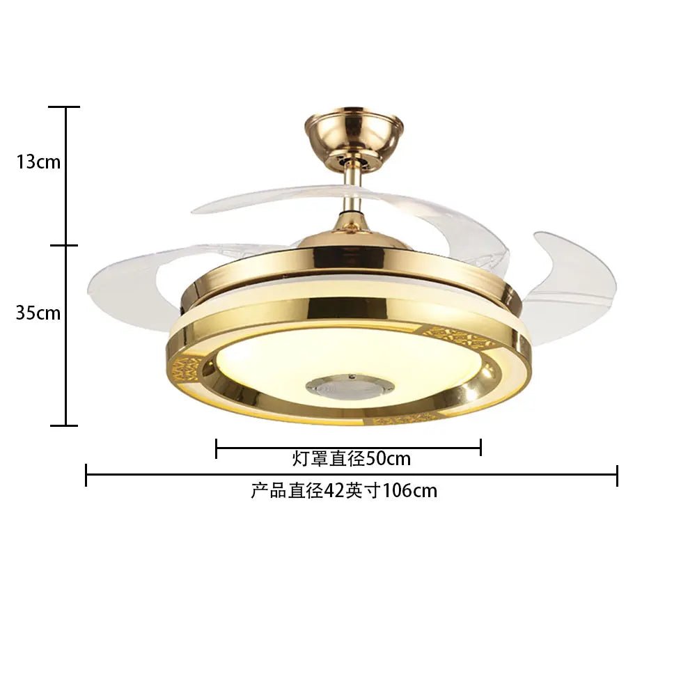 Tavarre 42 - Inch Bluetooth Gold Ceiling Fan Light With Music Player - Lumen Attic