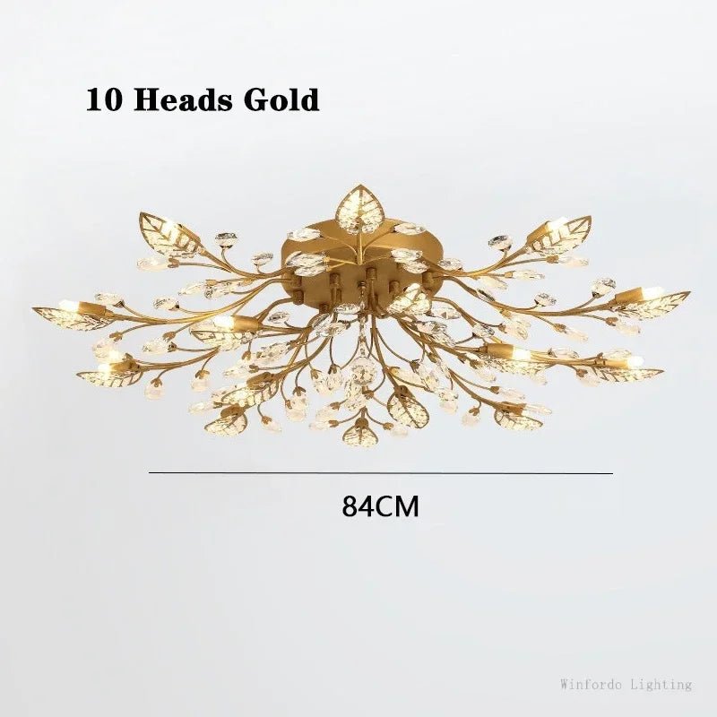 Varigola Modern Crystal Leaf Chandelier Ceiling Lamp - Lumen Attic