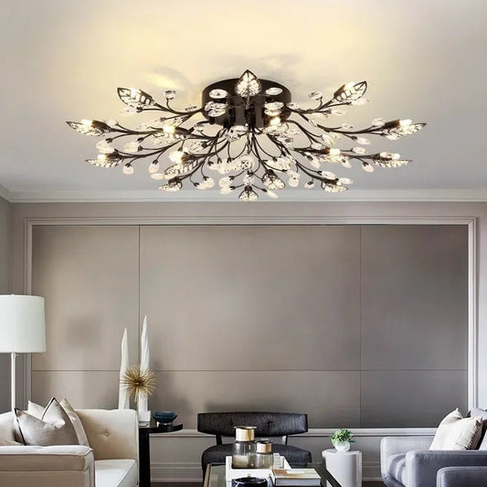 Varigola Modern Crystal Leaf Chandelier Ceiling Lamp - Lumen Attic