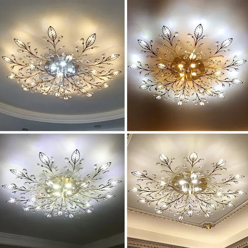 Varigola Modern Crystal Leaf Chandelier Ceiling Lamp - Lumen Attic