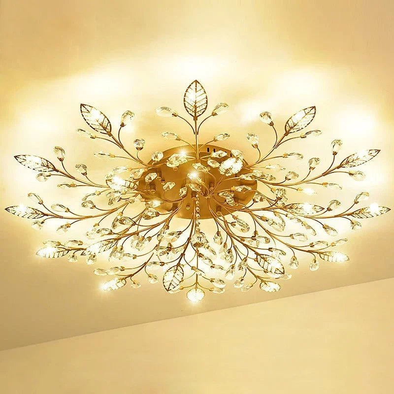 Varigola Modern Crystal Leaf Chandelier Ceiling Lamp - Lumen Attic