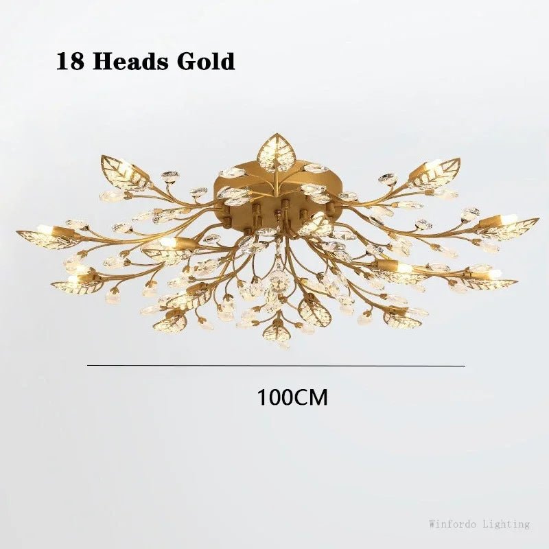 Varigola Modern Crystal Leaf Chandelier Ceiling Lamp - Lumen Attic