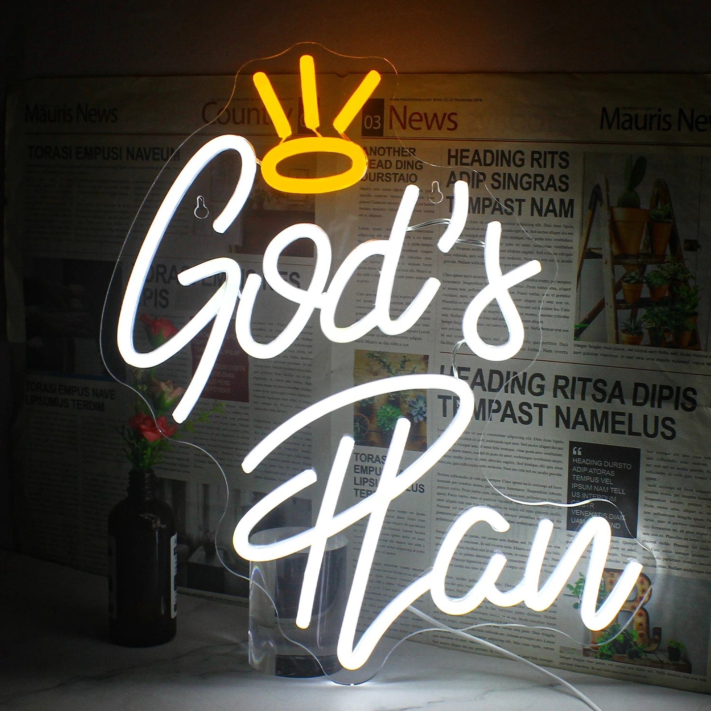 Various Gods Plan Cross Neon Signs - Lumen Attic