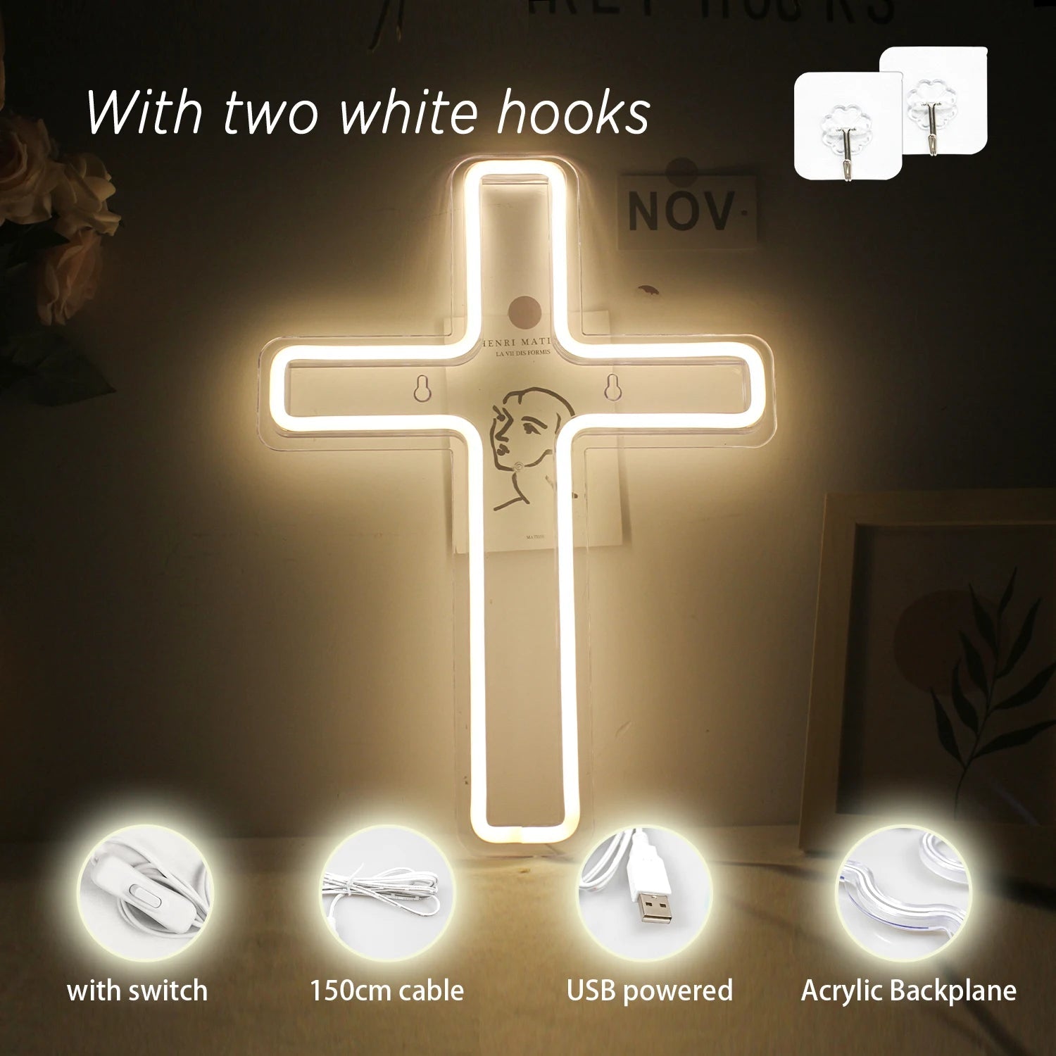 Various Gods Plan Cross Neon Signs - Lumen Attic