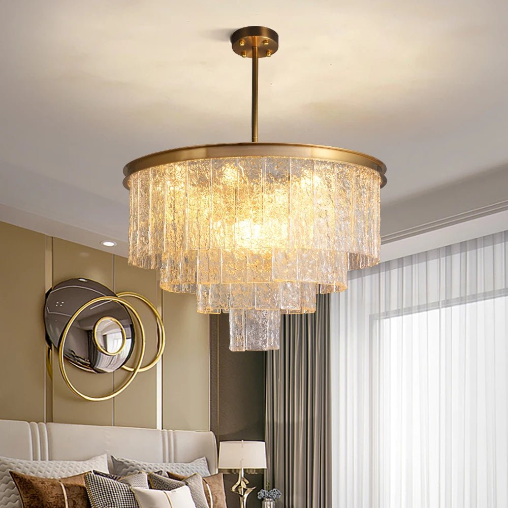 Vinistry Lux Modern Glass Golden Chandelier LED - Lumen Attic