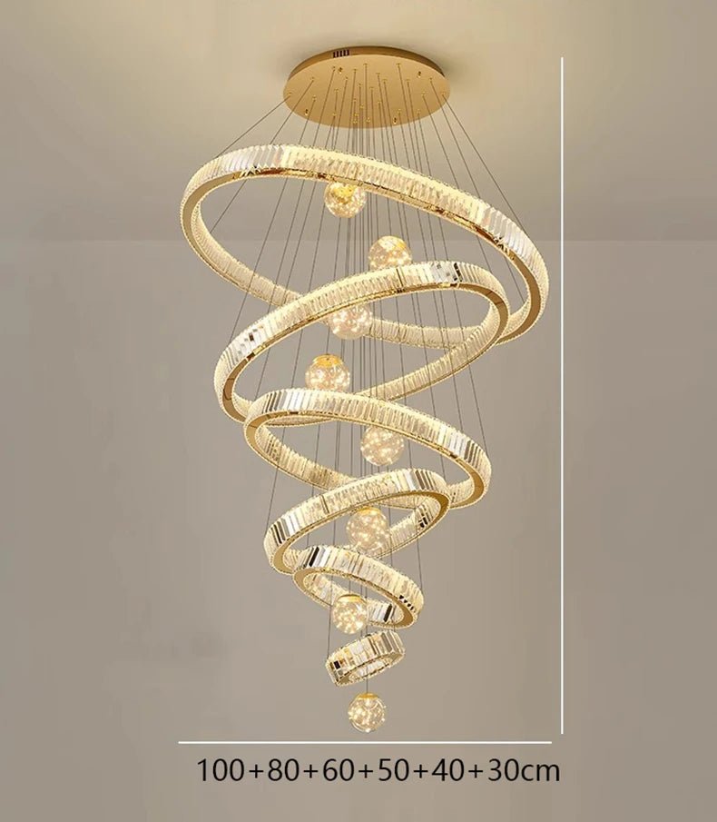 Vinny&Co Modern Spiral Crystal Chandelier Light - Lumen Attic