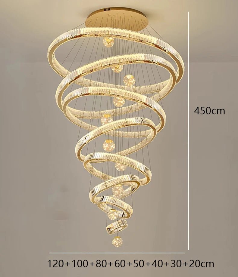 Vinny&Co Modern Spiral Crystal Chandelier Light - Lumen Attic