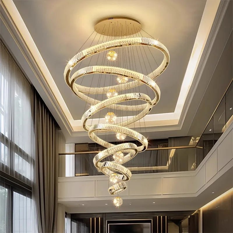 Vinny&Co Modern Spiral Crystal Chandelier Light - Lumen Attic