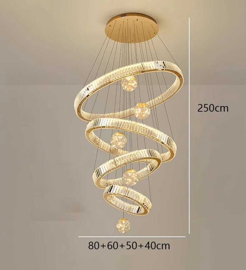 Vinny&Co Modern Spiral Crystal Chandelier Light - Lumen Attic