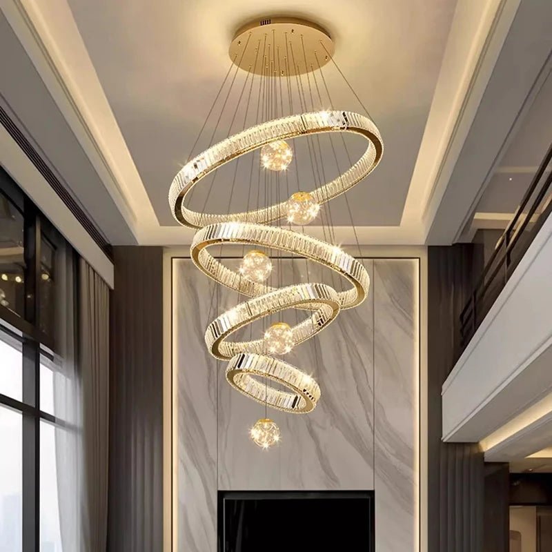 Vinny&Co Modern Spiral Crystal Chandelier Light - Lumen Attic