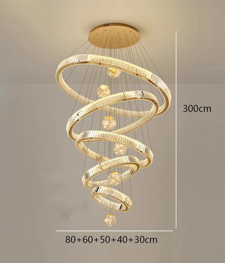 Vinny&Co Modern Spiral Crystal Chandelier Light - Lumen Attic