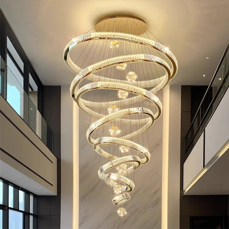 Vinny&Co Modern Spiral Crystal Chandelier Light - Lumen Attic