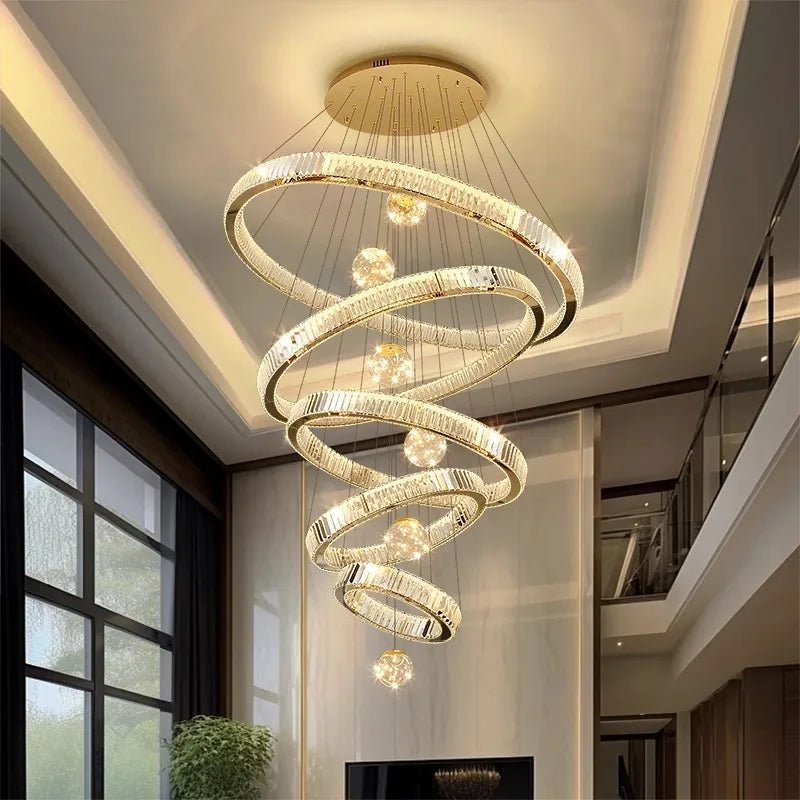 Vinny&Co Modern Spiral Crystal Chandelier Light - Lumen Attic