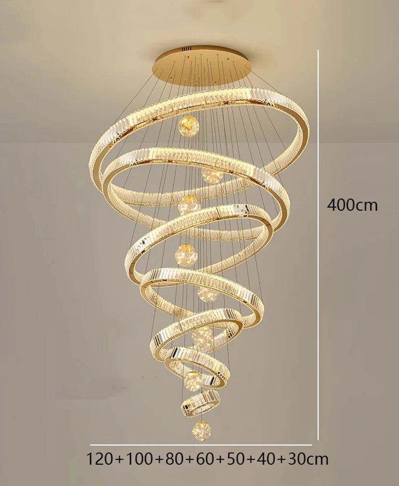 Vinny&Co Modern Spiral Crystal Chandelier Light - Lumen Attic