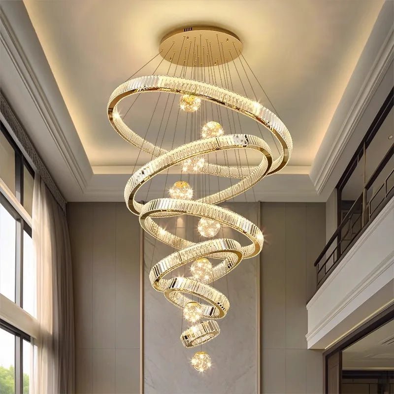 Vinny&Co Modern Spiral Crystal Chandelier Light - Lumen Attic