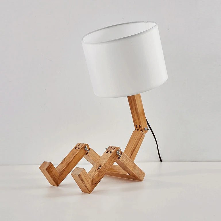 WoodBot Wooden Robot Shape Table Lamp - Lumen Attic