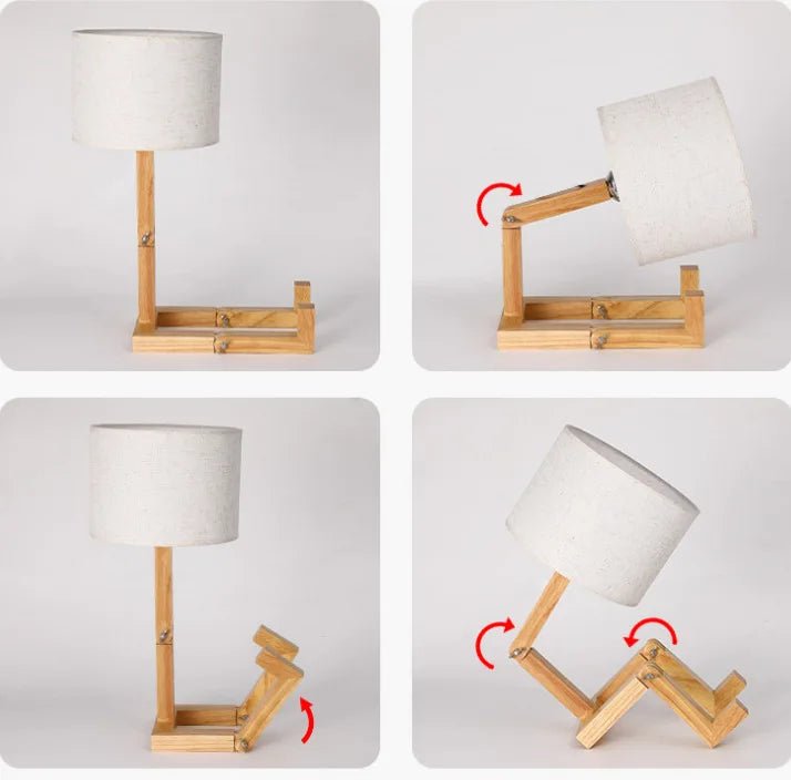 WoodBot Wooden Robot Shape Table Lamp - Lumen Attic