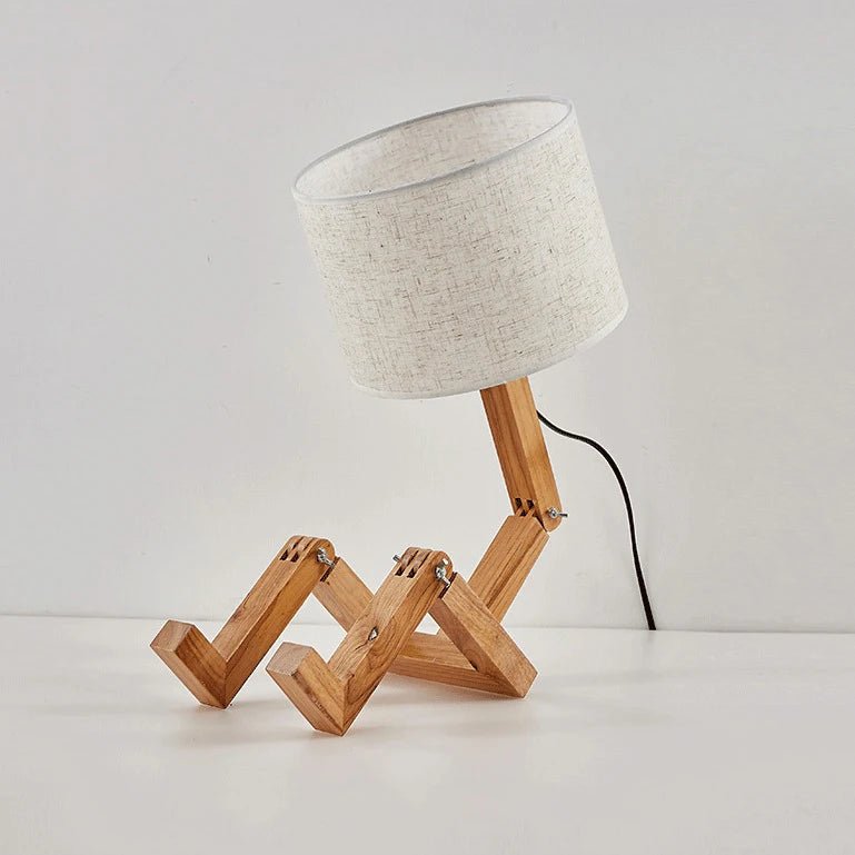 WoodBot Wooden Robot Shape Table Lamp - Lumen Attic