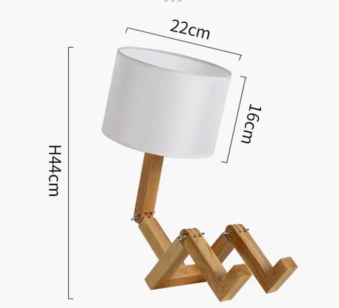 WoodBot Wooden Robot Shape Table Lamp - Lumen Attic