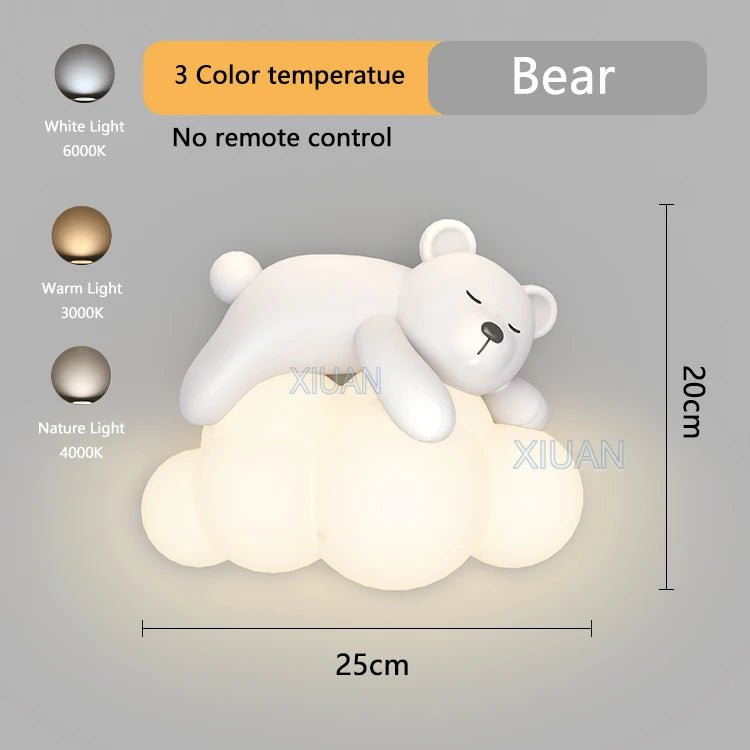 XUI Creative Bunny and Bear Cloud Wall Light - Lumen Attic