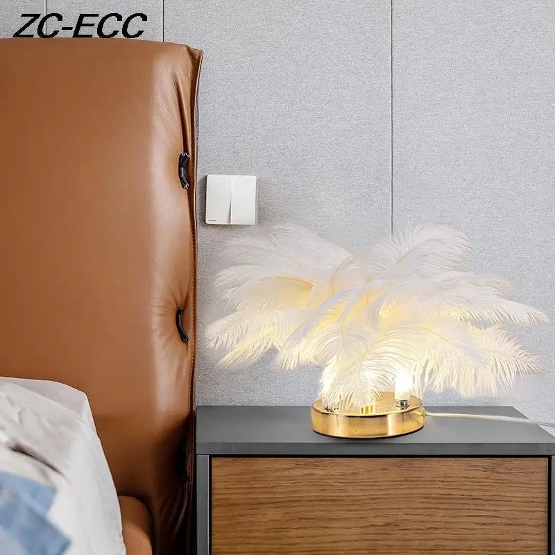 ZCECC Mini Feather Table Lamp - Lumen Attic