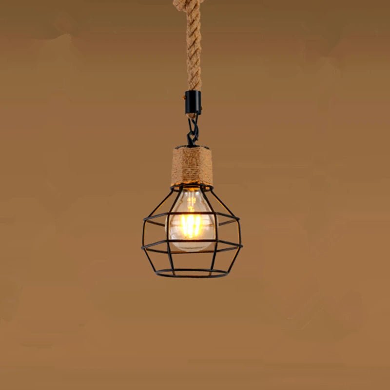 ZHB Hemp Rope Iron Frame Pendant Lights - Lumen Attic