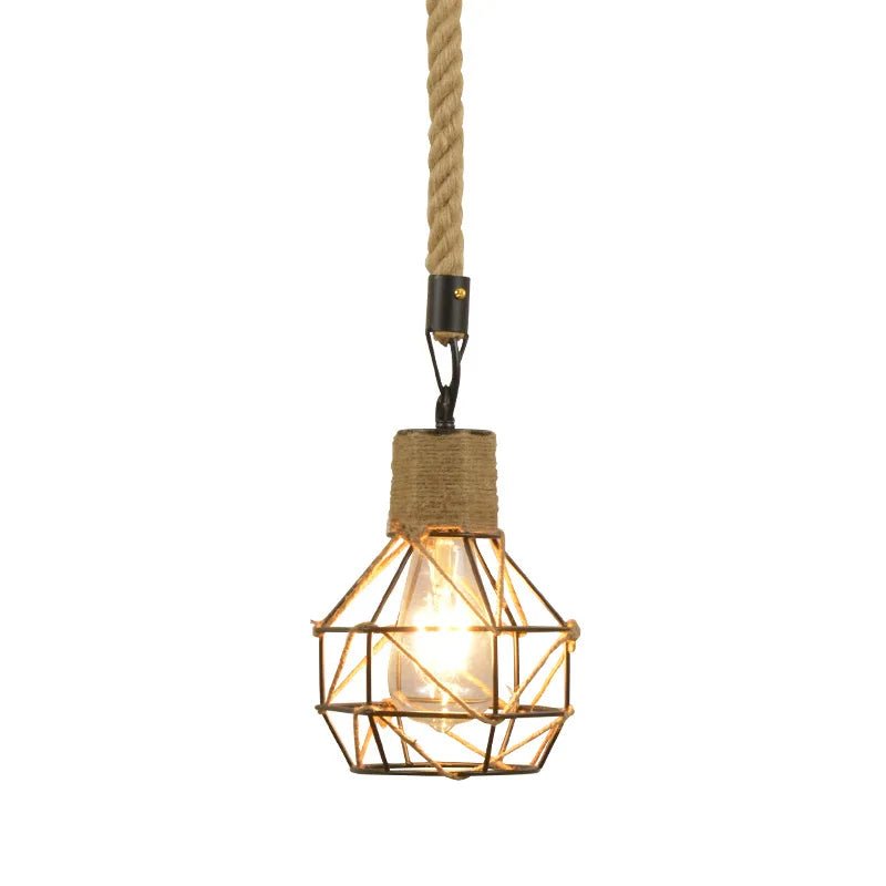 ZHB Hemp Rope Iron Frame Pendant Lights - Lumen Attic