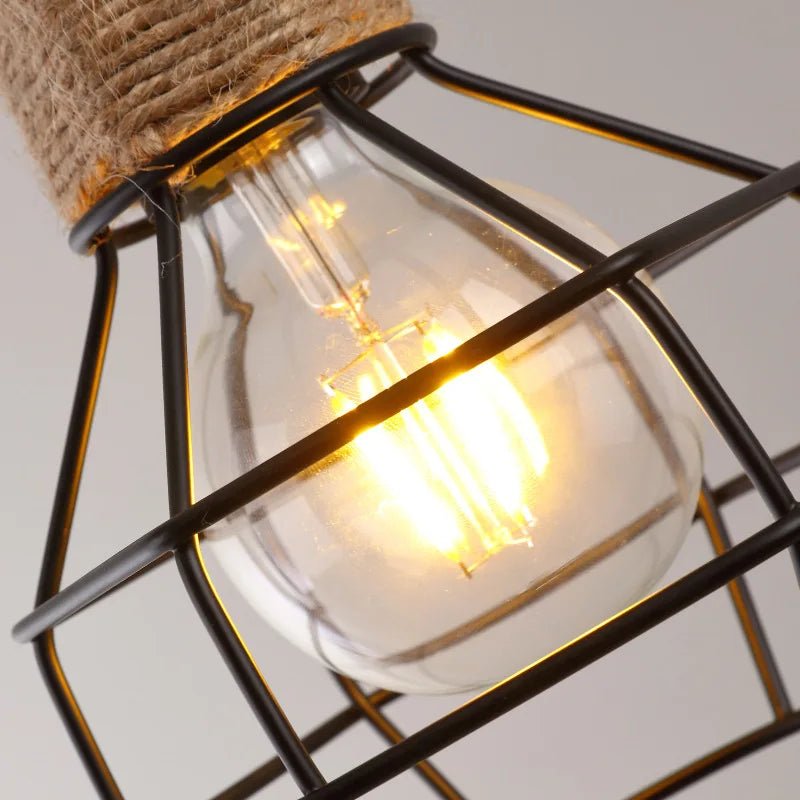 ZHB Hemp Rope Iron Frame Pendant Lights - Lumen Attic